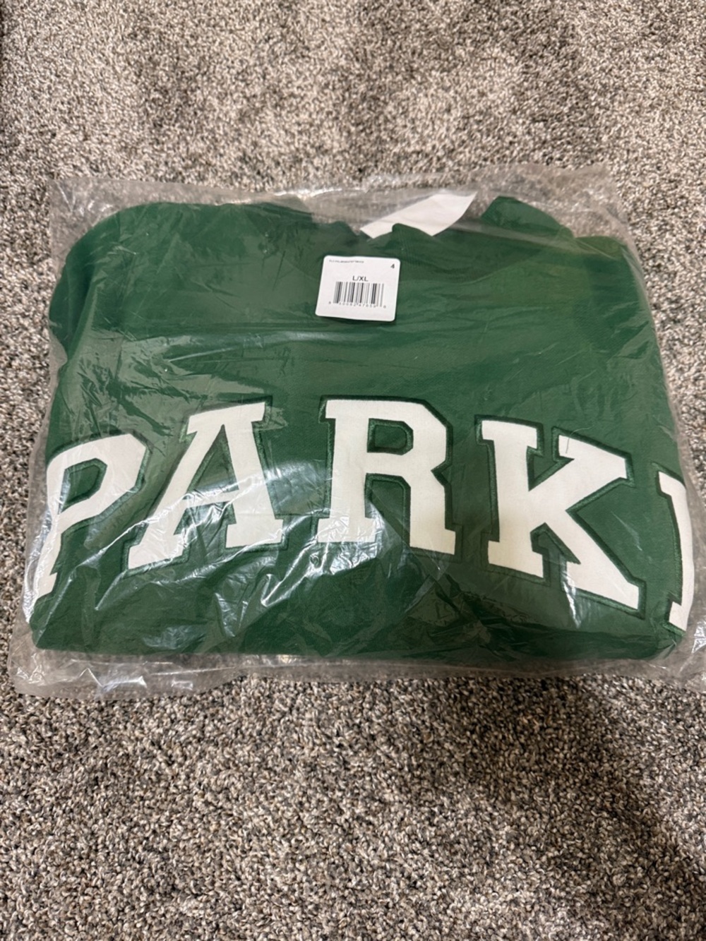 NEW-PARKE Palms White Varsity Mock Neck fleece sweatshirt